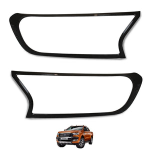 CARBON FIBER Front Headlight Cover Trims for Ford Ranger T6 PX2, PX3 2016+