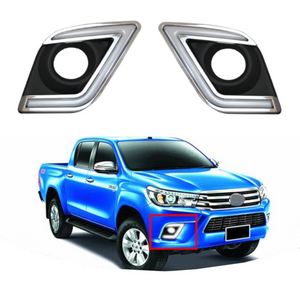 Fog Light Surrounds with LED DRL's for Toyota Hilux - 2015+ Models