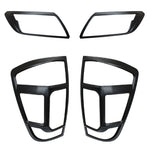 BLACK Front & Rear Head Tail Light Cover Guard Trims for Nissan Navara  NP300