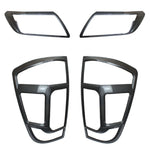 CARBON FIBER Front & Rear Head Tail Light Cover Trims For Nissan Navara NP300