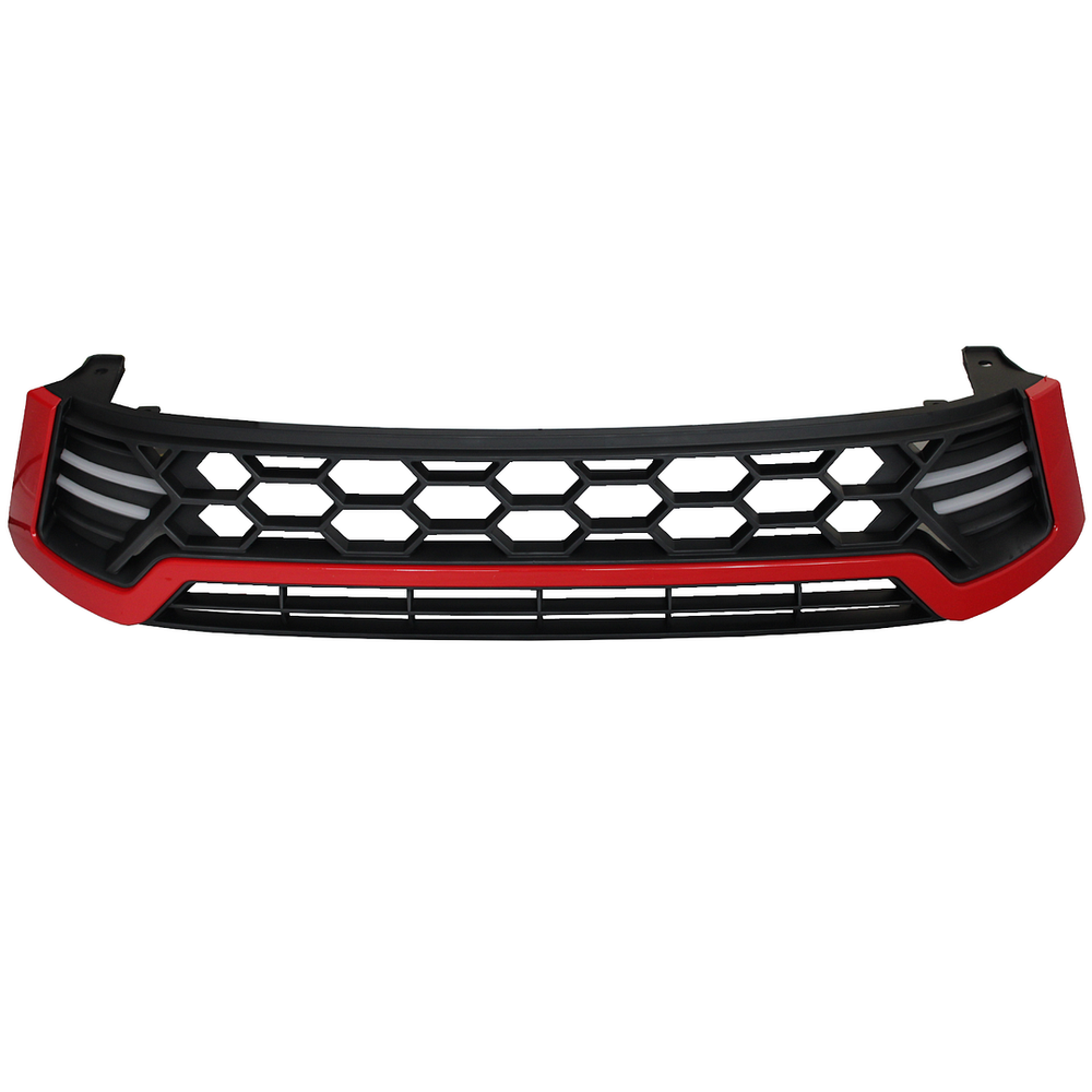 Matte Black/Red Trim Grille with DRL's for Toyota Hilux 2015+