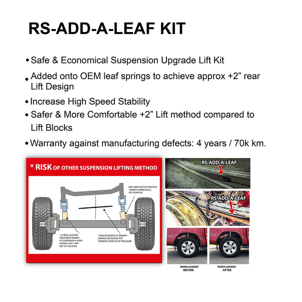 RS 4x4 Add-A-Leaf Suspension 2" Lift Kit Ford Ranger 2012-2015 PX1